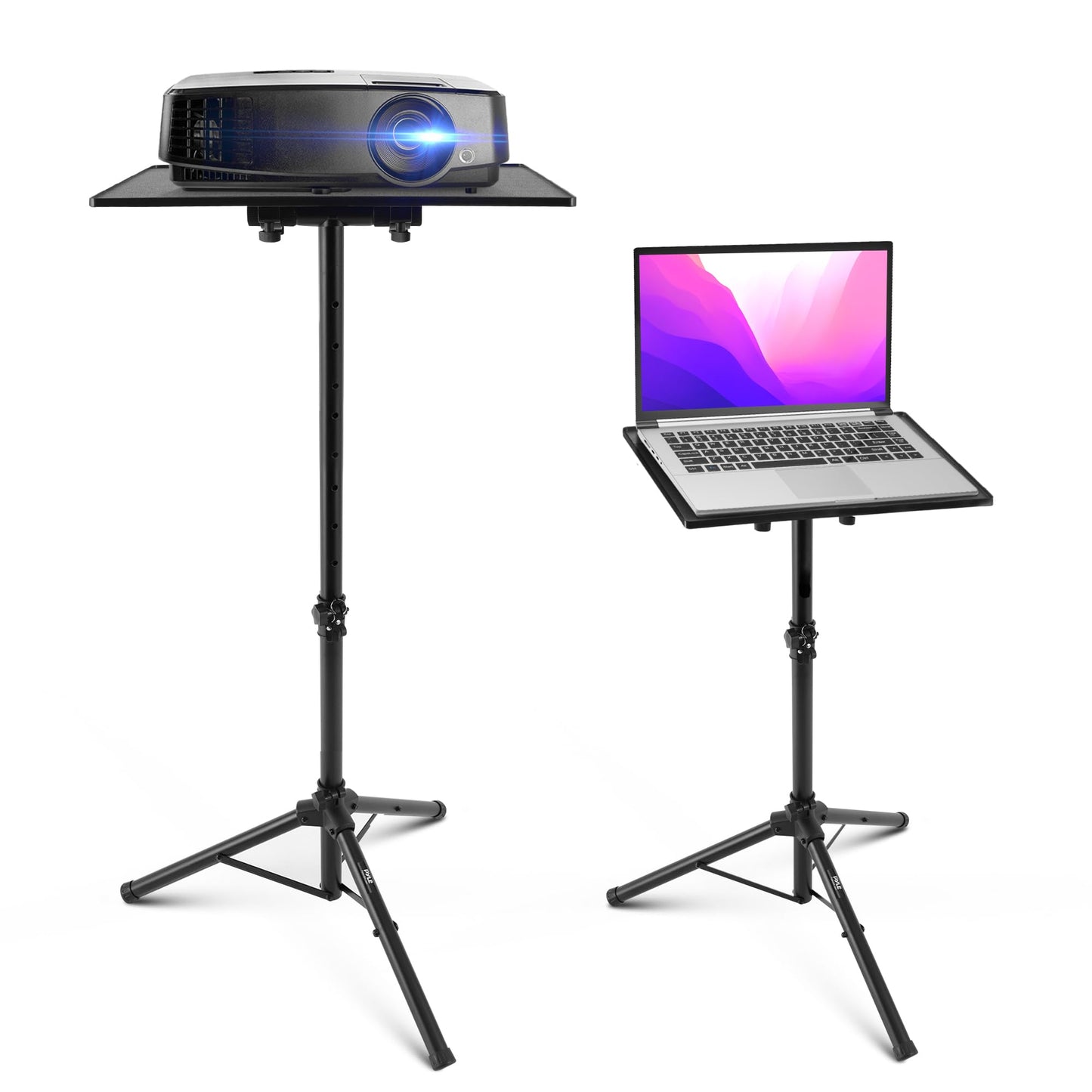 PYLE PRO Universal Laptop Projector Tripod Stand - Computer, Book, DJ Equipment Holder Mount Height Adjustable Up to 39.37” w/ 14” x 11” Plate Size -for Office, Home, Stage, Studio, DJ Racks Holder