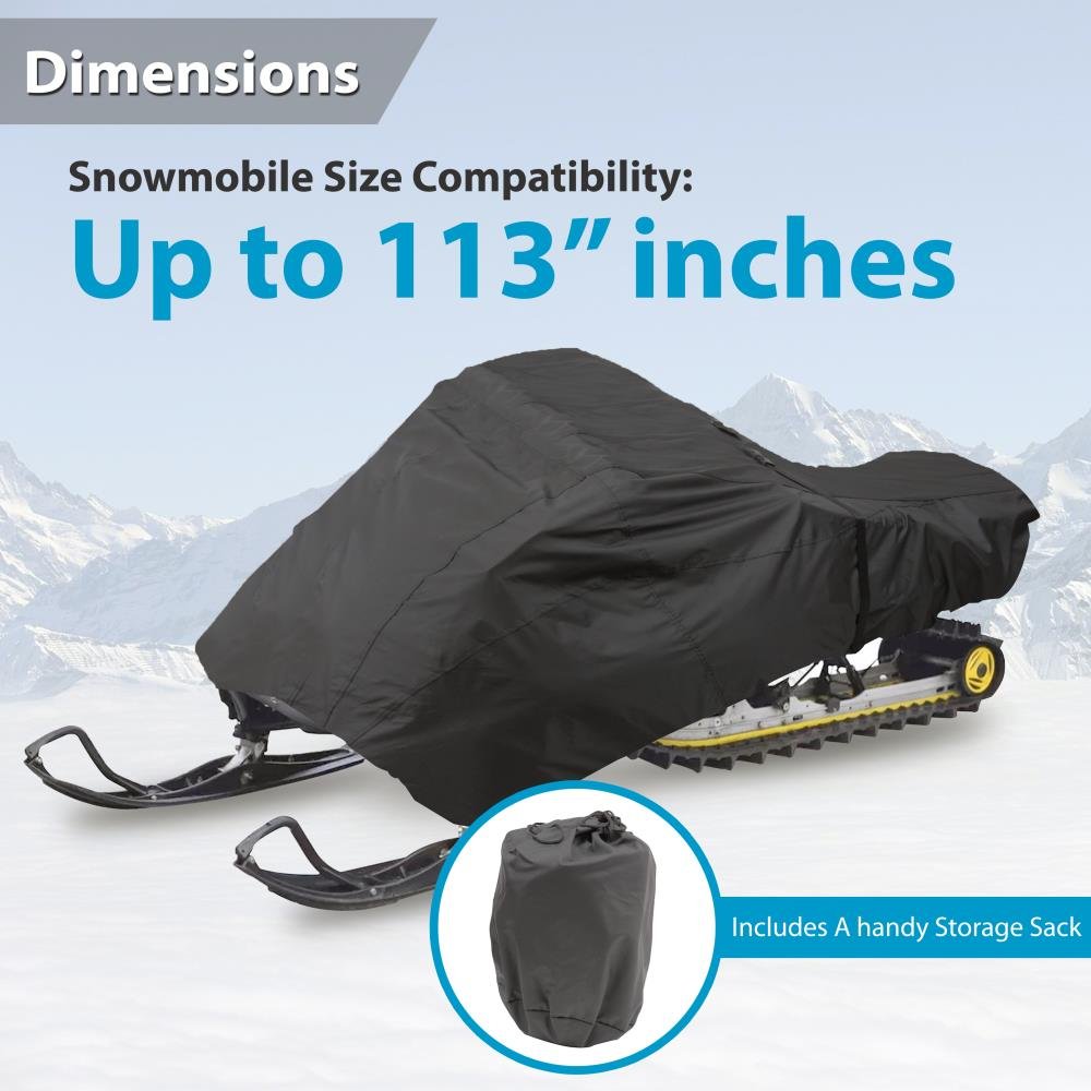 Pyle Snowmobile Cover, Waterproof, Heavy Duty, Marine Grade Polyester, 113" Length, Quick Release Buckle, Dual Air Vents, Non-Scratch Liner, Elastic Cord, UV Resistant, Durable Protection