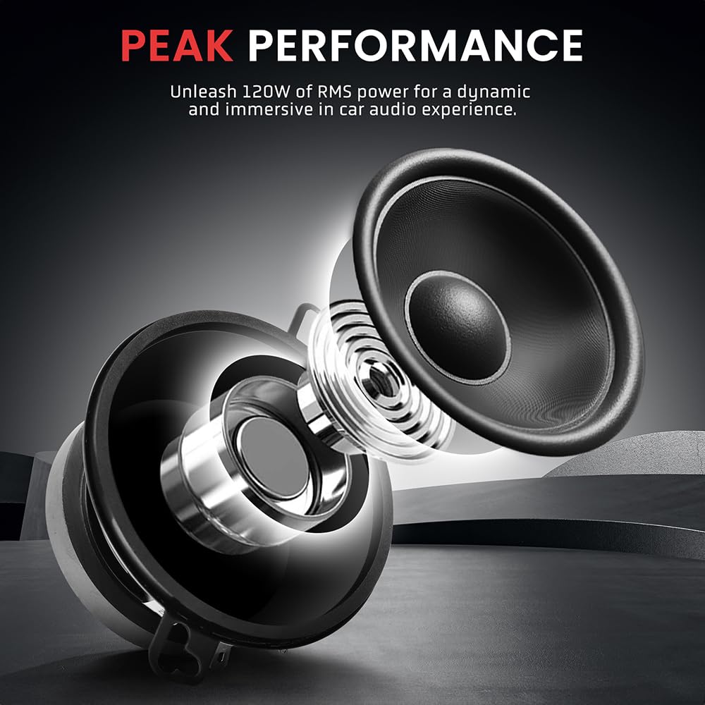 Pyle 2-Way Universal Car Stereo Speakers - 120W 3.5 Inch Coaxial Loud Pro Audio Car Speaker Universal OEM Quick Replacement Component Speaker Vehicle Door/Side Panel Mount Compatible - PL31BK (Pair)
