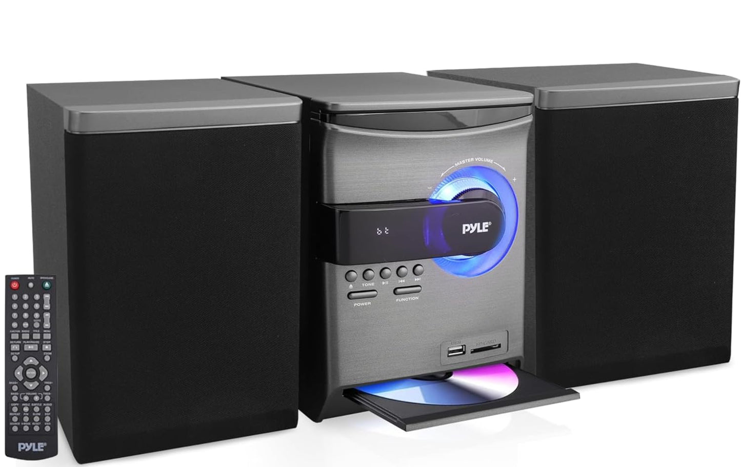 Pyle Home Stereo Shelf System - Powerful Wireless BT Streaming with CD Player, FM Radio, USB & SD Card Playback, 2-Way Music Crisp-Sound, Remote Control, Dual Stereo Speakers (Black), PHSKR24