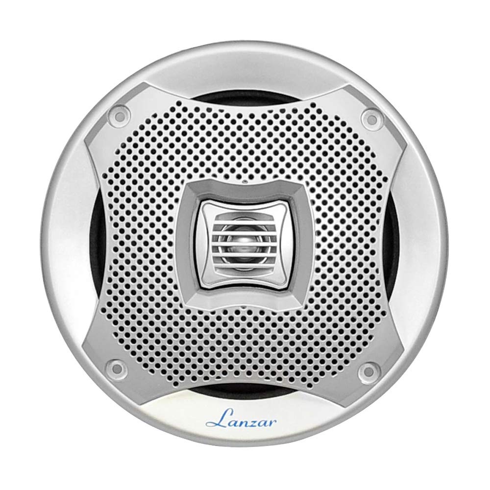 Lanzar 6.5” Dual Waterproof Marine Speakers - 400W 4Ohm Outdoor Car/Boat Radio Stereo Speakers Weather Proof Marine Stereo Speakers System Pair - Mounting Kit Speaker Wire, Grill- Lanzar AQ6CXW,White