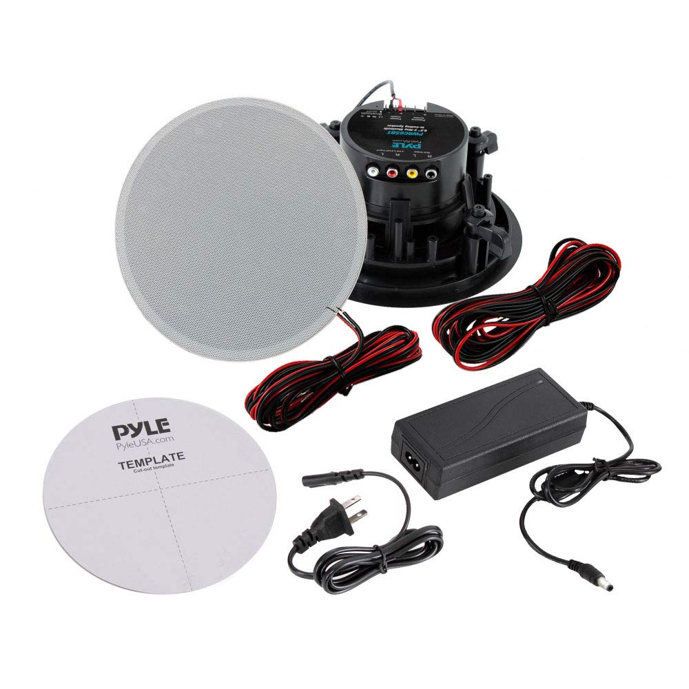 Pyle Ceiling and Wall Mount Speaker - Wireless Bluetooth 6.5" Dual 2-Way Audio Stereo Sound Subwoofer Kit w/ 300 Watts, in-Wall & in-Ceiling Flush Mount for Home Surround System - Pyle PWRC65BT White