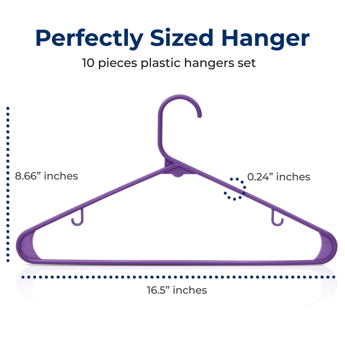 SereneLife Premium 10 Pack Plastic Hangers, Lightweight, Durable, Space Saving Clothes Organizers, Suitable for Shirts, Sweaters, Hoodies, Dresses, Kids Clothes, Good for Home Organization (Purple)