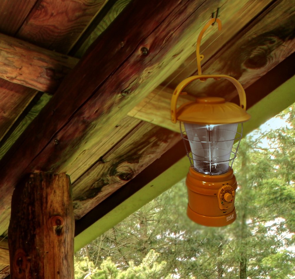 Pyle PSDNL22YL Multi Function Hand Crank LED Lantern with AM/FM Radio and Bui