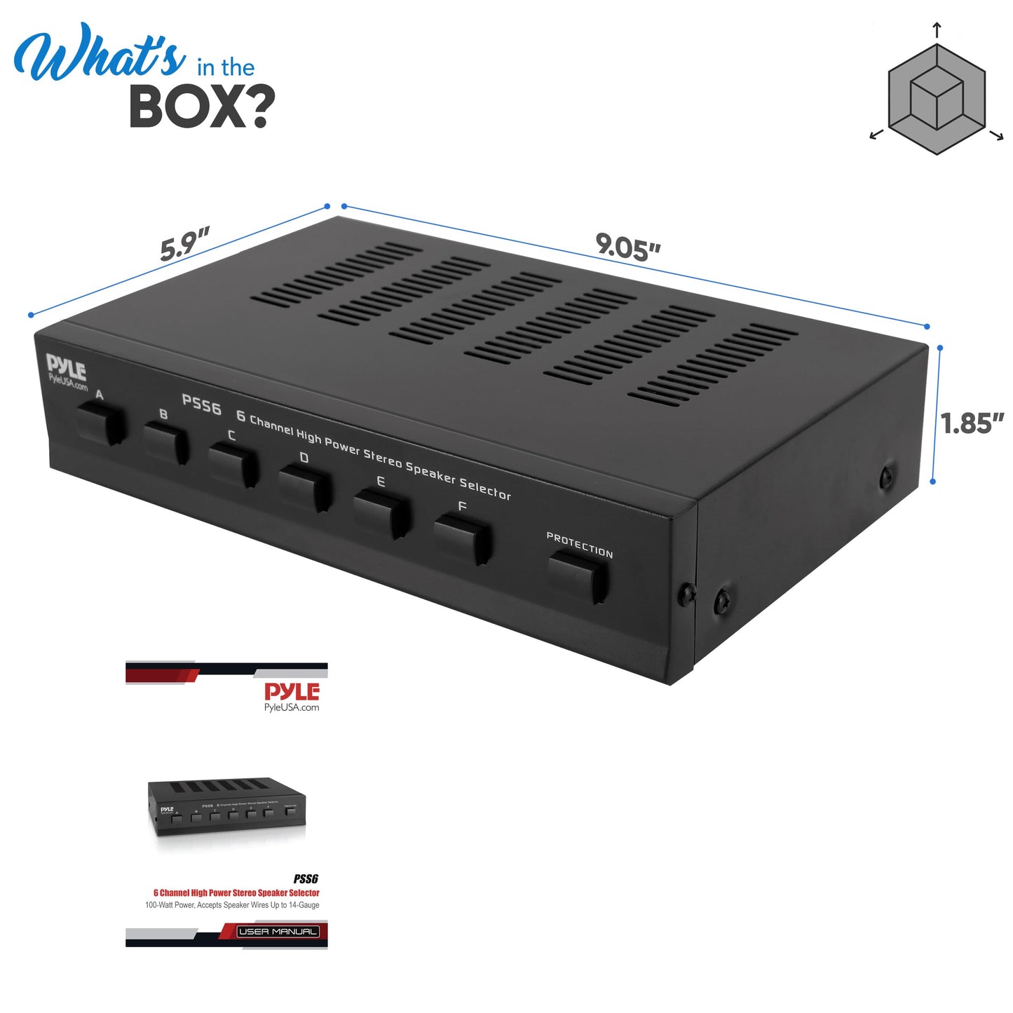 Pyle Home Premium New and Improved 6 Zone Channel Speaker Switch Selector Switch Box Hub Distribution Box for Multi-Channel High Powered Stereo Amplifier A,B,C,D Switches, 6 Pairs Of speakers - PSS6