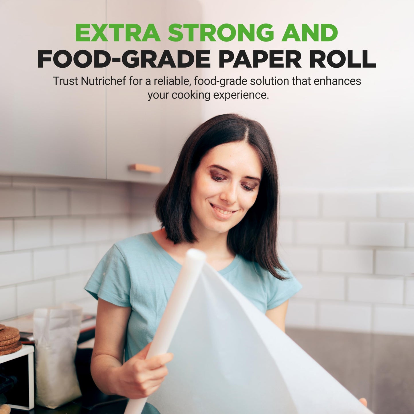 NutriChef 200 Square Foot Parchment Paper Roll | Heavy Duty Parchment Paper Roll for Baking, Easy to Cut & Non-stick Cooking Paper for Cookies, Air Frying & Grilling | Length & Width 160 FT. x 15 IN
