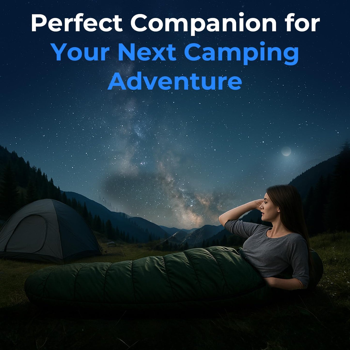 SereneLife Mummy Sleeping Bag with Travel Pillow – Lightweight 4-Season Sleeping Bag for Adults & Kids, Compact Compression Sack, 210T Waterproof Shell, Washable, for Camping, Hiking, Outdoor Use