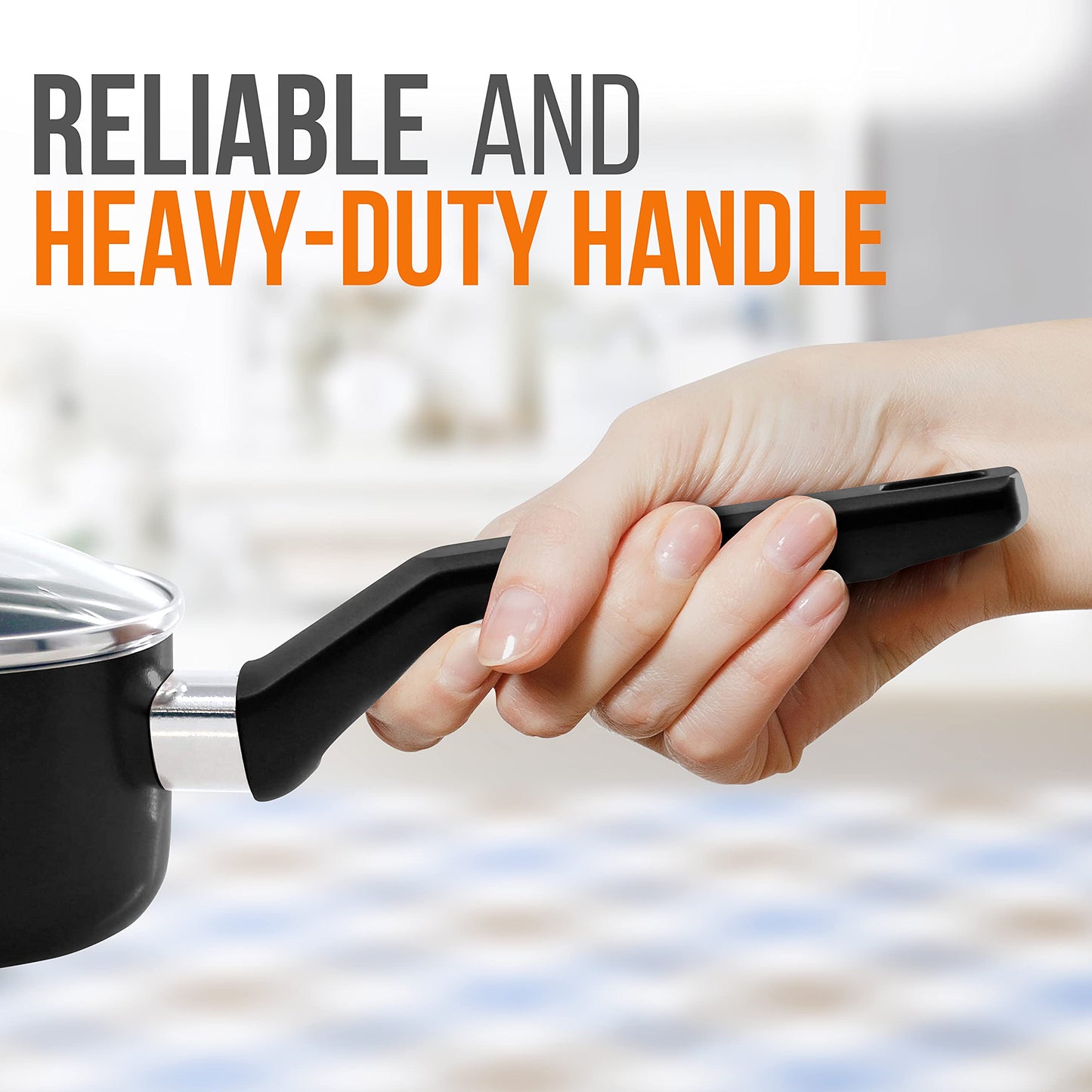 NutriChef Saucepan Pot with Lid - Non-Stick High-Qualified Kitchen Cookware with See-Through Tempered Glass Lids, 1 QT. (Works with Model: NCCWA13)