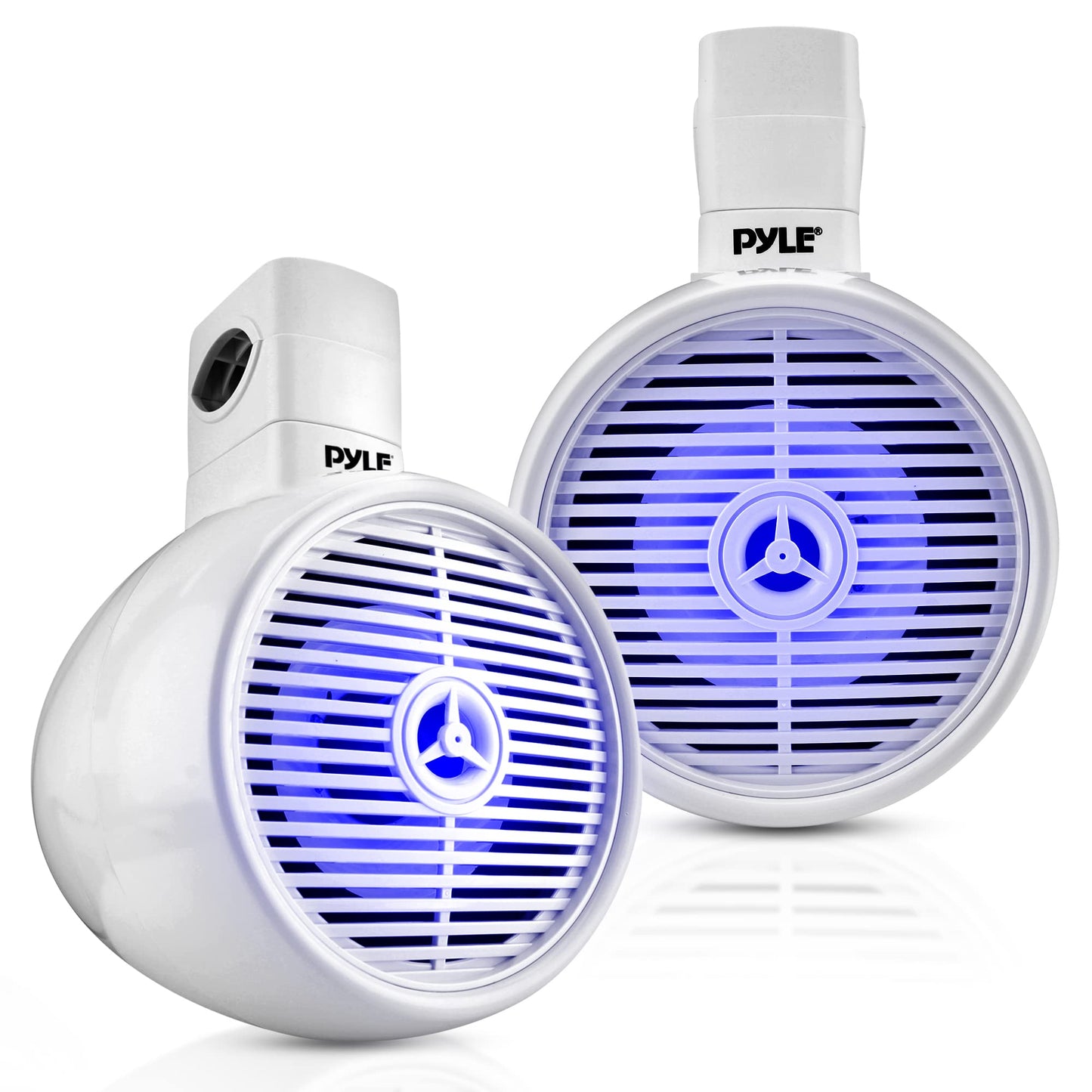 Pyle Bluetooth Waterproof Off-Road Speakers - 6.5” 200W 2-Way Marine Wakeboard Tower Sound System w/ LED Light, Full Range Outdoor Stereo Speaker for Car ATV UTV, Jeep, Boat, Includes Brackets (White)