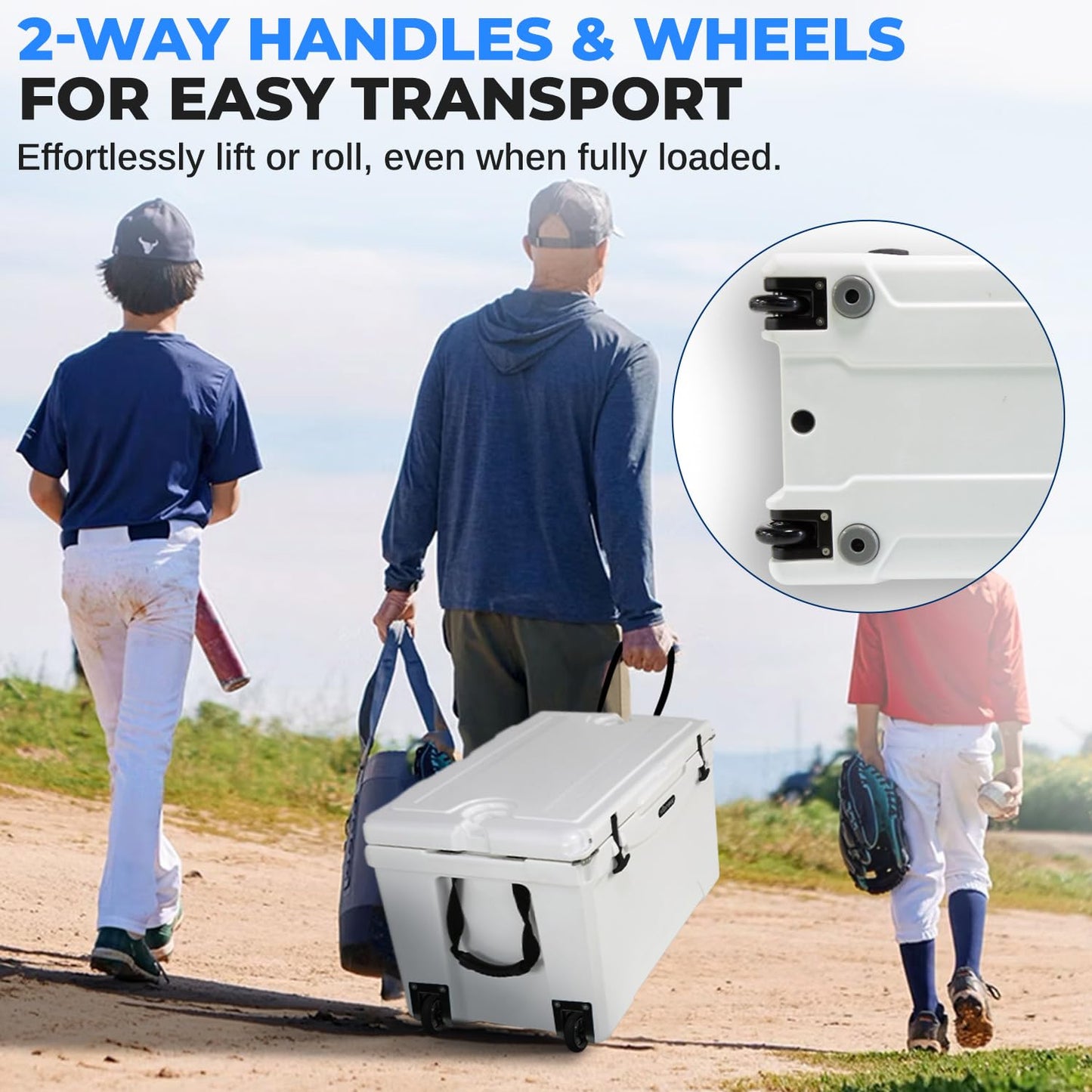 SereneLife 75-Quart Heavy-Duty Portable Cooler Box – Holds 63 Cans, 2L Bottles Upright – 5-Day Ice Retention – Rugged Ice Chest for Camping, Tailgating, Fishing, Beach & Outdoor Use (White)