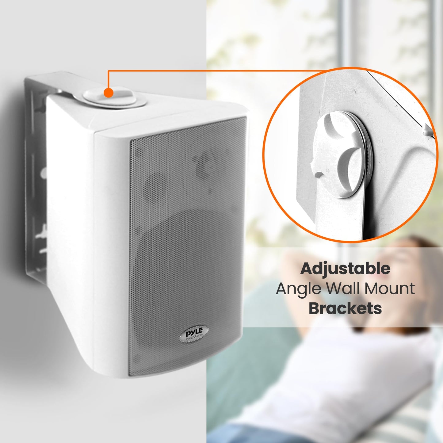 Pyle 6.5'' Wireless BT Streaming Speakers - Pro-Active, Wall Mountable, 100W MAX w/ 2-Way Full Range Stereo Sound Reproduction, Built-in Digital Sound Amplifier, Pair, Elegant White Color - PDWR69BTW