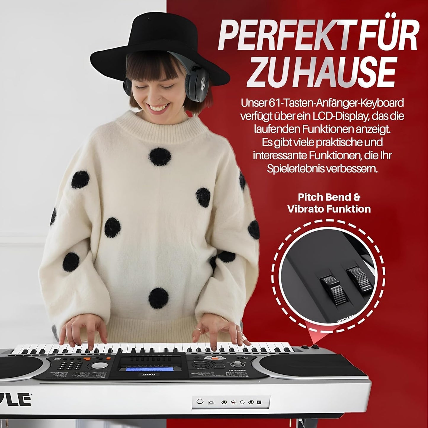 Pyle, Digital Musical Karaoke Portable Electronic Piano Includes Water-Resistant Case Bag, Keyboard Stand, Sustain Pedal & Headset (61 Keys), Compact (PKBRD6175P)