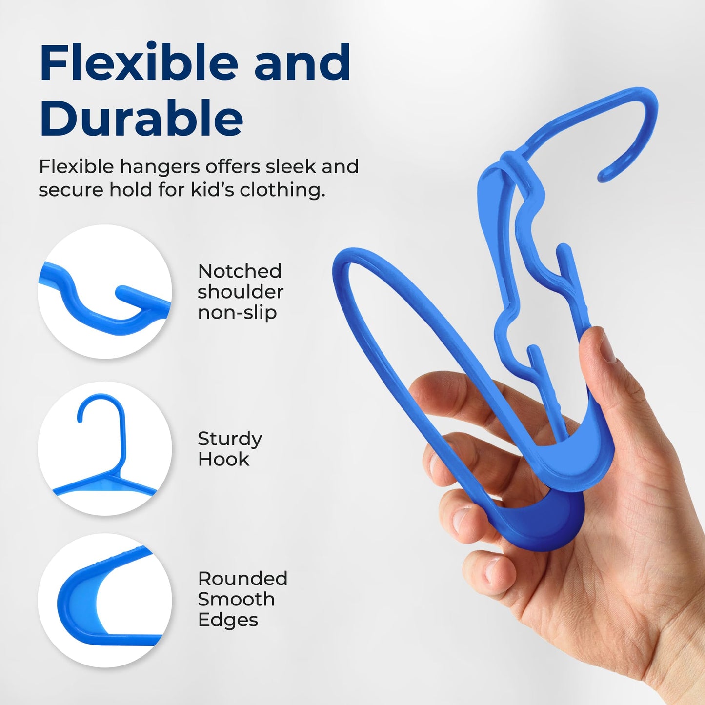 SereneLife 60 Pack Plastic Kids Hangers – Non-Slip Baby Hangers for Closet, Space-Saving Thin Design for Organizing Clothes, Infant, Toddler, and Newborn Clothing (Blue)