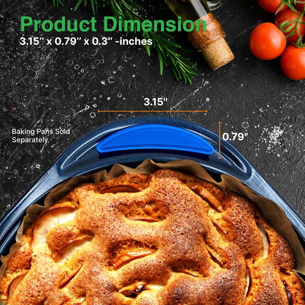 NutriChef Blue Silicone Handles - Flexible Design for Nonstick Carbon Steel Bakeware Pans - Compatible with Model: NCBK10S