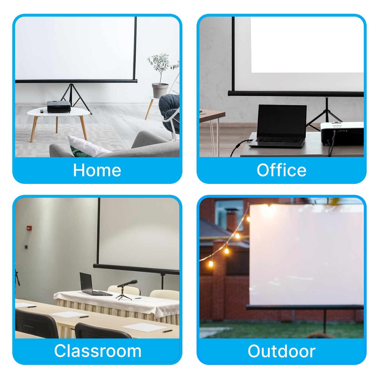 Projector Screen 84" with Floor Standing Portable Fold-Out Roll-Up Tripod Manual, Mobile Movie Screen, Home Theater Cinema Wedding Party Office Presentation, Quick Assembly