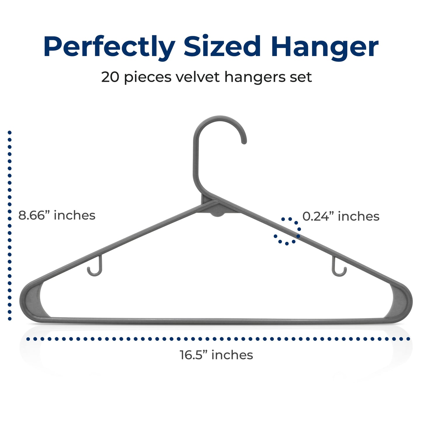 SereneLife Premium 20 Pack Plastic Hangers, Lightweight, Durable, Space Saving Clothes Organizers, Suitable for Shirts, Sweaters, Hoodies, Dresses, Kids Clothes, Good for Home Organization (Gray)
