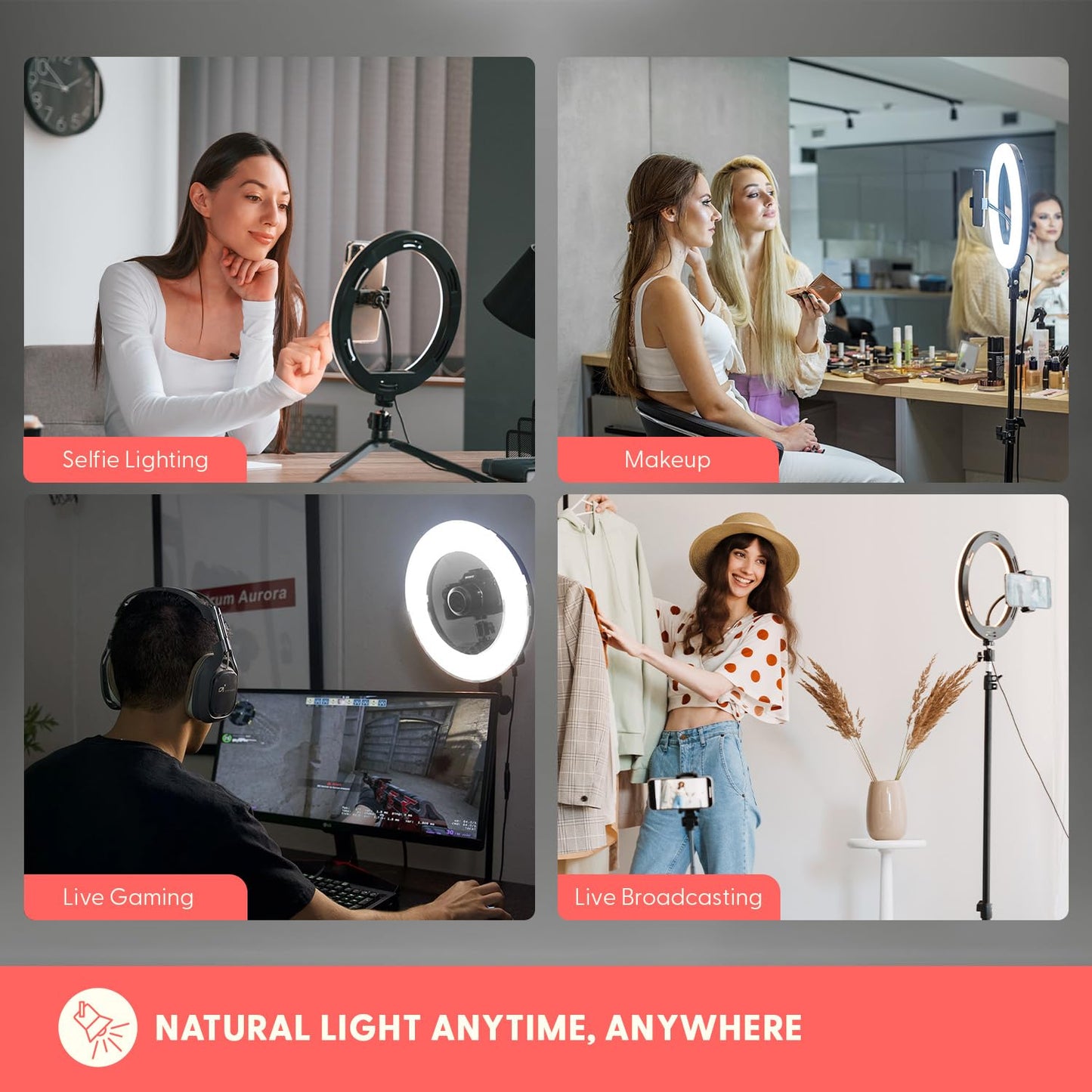 SQUATZ 11’’ LED 12W Selfie Ring Light R11 with Wired Control, Tripod Stand with 6 Sections, Phone Holder, Adjustable Brightness Levels for Influencers, YouTube, TikTok, and Barbers.