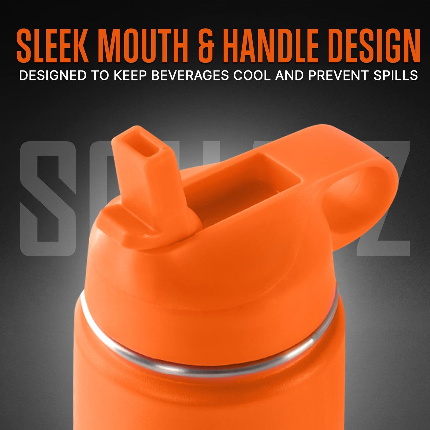 SQUATZ 40 Oz Neptune Series Steel Water Bottle, Stainless Double Wall Vacuum Insulated Flask with Handle Strap, Durable and Elegant Leak Proof Wide Mouth Thermos for Gym, Travel, Hiking, and Camping