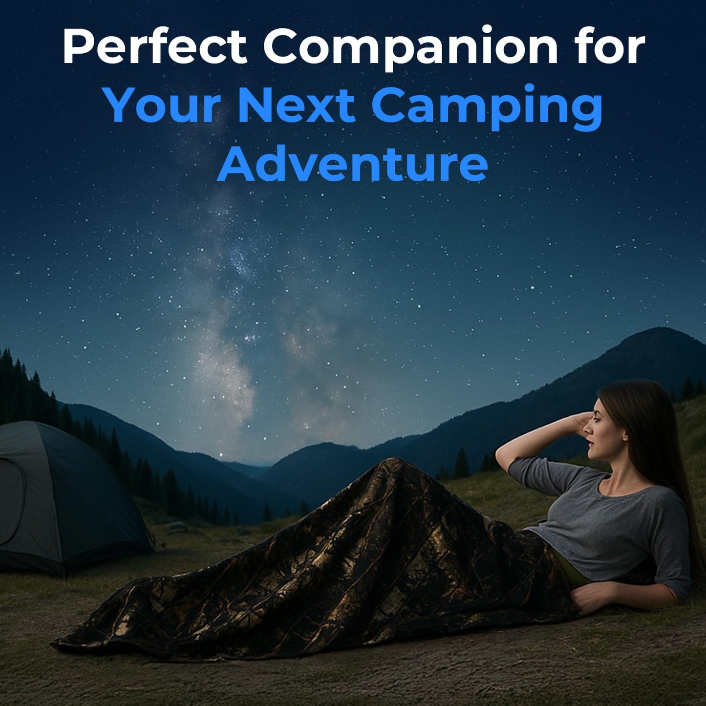 SereneLife Backpacking Sleeping Bag Camping Gear, Mummy Sleeping Bag For Adults/Teens w/ Pillow and Bag - Outdoor Lightweight Weather Proof Sleeping Bag for Camping, Hiking Traveling, Real Tree