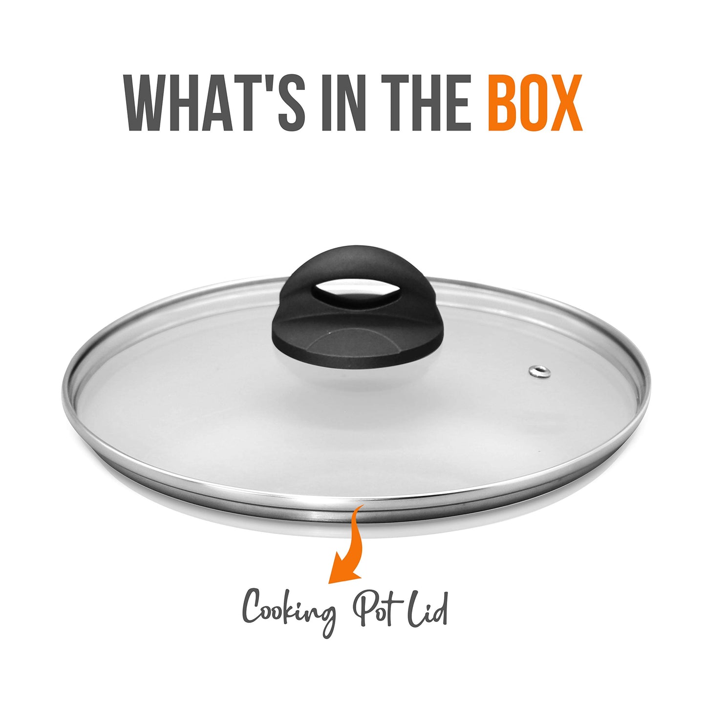 NutriChef Durable Cooking Pot Lid - See-Through Tempered Glass Lids, Fits 7.9'' -inches Pot and Oven Safe, Dishwasher Safe, Works with Model: NCCW12S - NutriChef PRTNCCW12CPCOVER