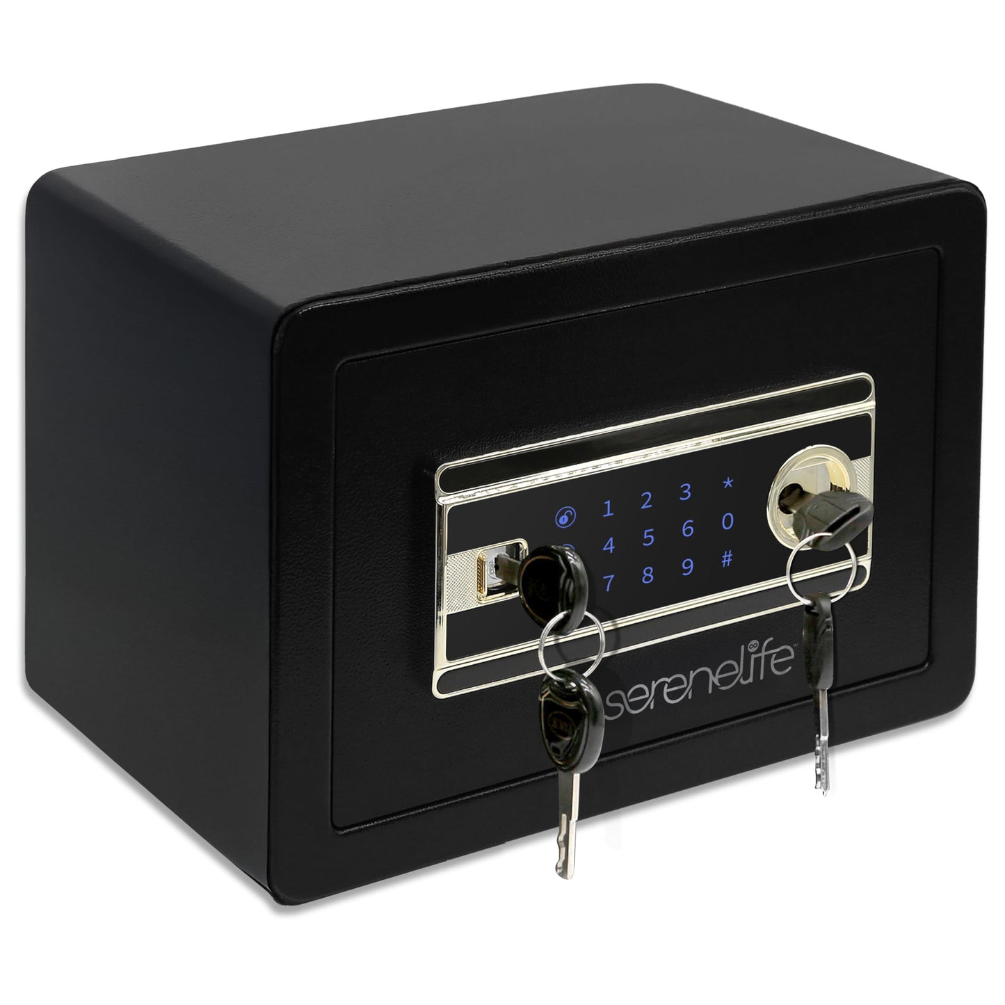 SereneLife Home Safe Box | Electronic Fingerprint Access, Money Safe for Home & Office, Touchscreen Keypad & Lock, Steel, Includes 2 Master Keys | 13.77 x 9.84 x 9.84 Inch 0.63 Cubic FT