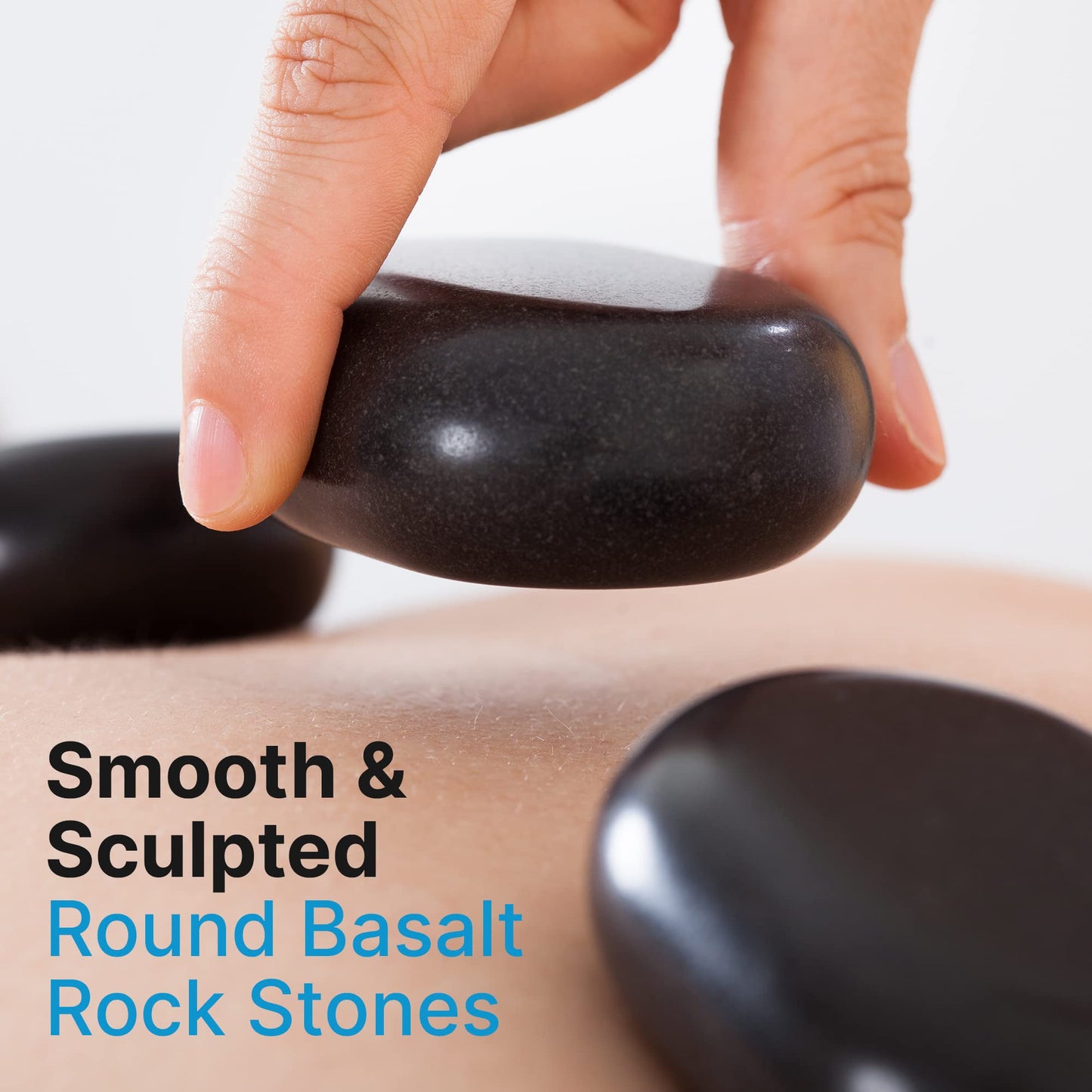 SereneLife 2 Pcs. Large Massage Stones - Includes Traveling Bag and Small Brown Box, Melt Away Stress to Soothe Muscle Tension, Soreness, Stiffness, Travel Bag for Protection
