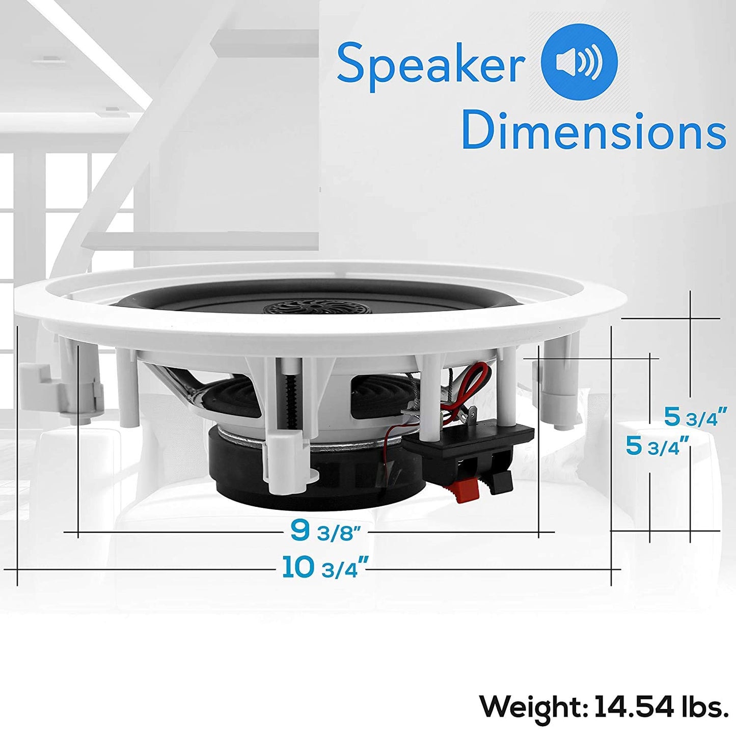 Pyle 8” Ceiling Wall Mount Speakers - Pair of 2-Way Midbass Woofer Speaker 70v Transformer Directable 1” Titanium Dome Tweeter Design w/ 55Hz-22kHz Frequency Response & 300 Watts Peak - Pyle PDIC80T White