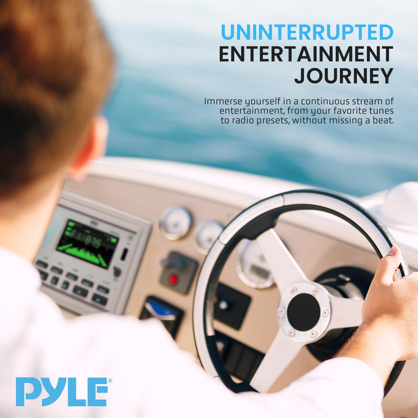 Pyle Boat Bluetooth Marine Stereo Receiver-Marine Head Unit Double DIN Stereo Receiver Power Amplifier&Speaker Kit-Hands-Free Calling,AM/FM/MP3/BT/USB/AUX-Remote,Speakers-Pyle PLMR3DNWT(White)