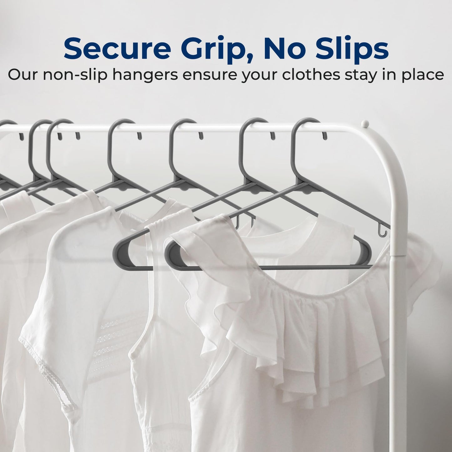 SereneLife Premium 20 Pack Plastic Hangers, Lightweight, Durable, Space Saving Clothes Organizers, Suitable for Shirts, Sweaters, Hoodies, Dresses, Kids Clothes, Good for Home Organization (Gray)