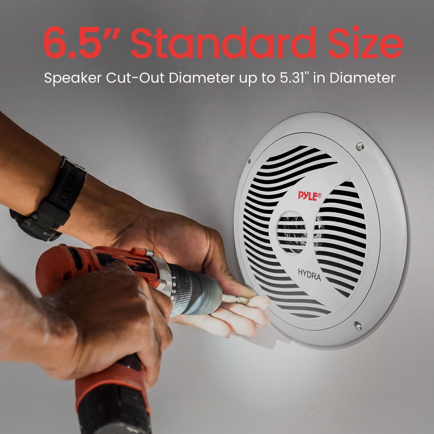 Pyle 6.5 Inch Dual Marine Speakers - 2 Way Waterproof and Weather Resistant Outdoor Audio Stereo Sound System with 150 Watt Power, Polypropylene Cone and Cloth Surround - 1 Pair - PLMR60W (White)