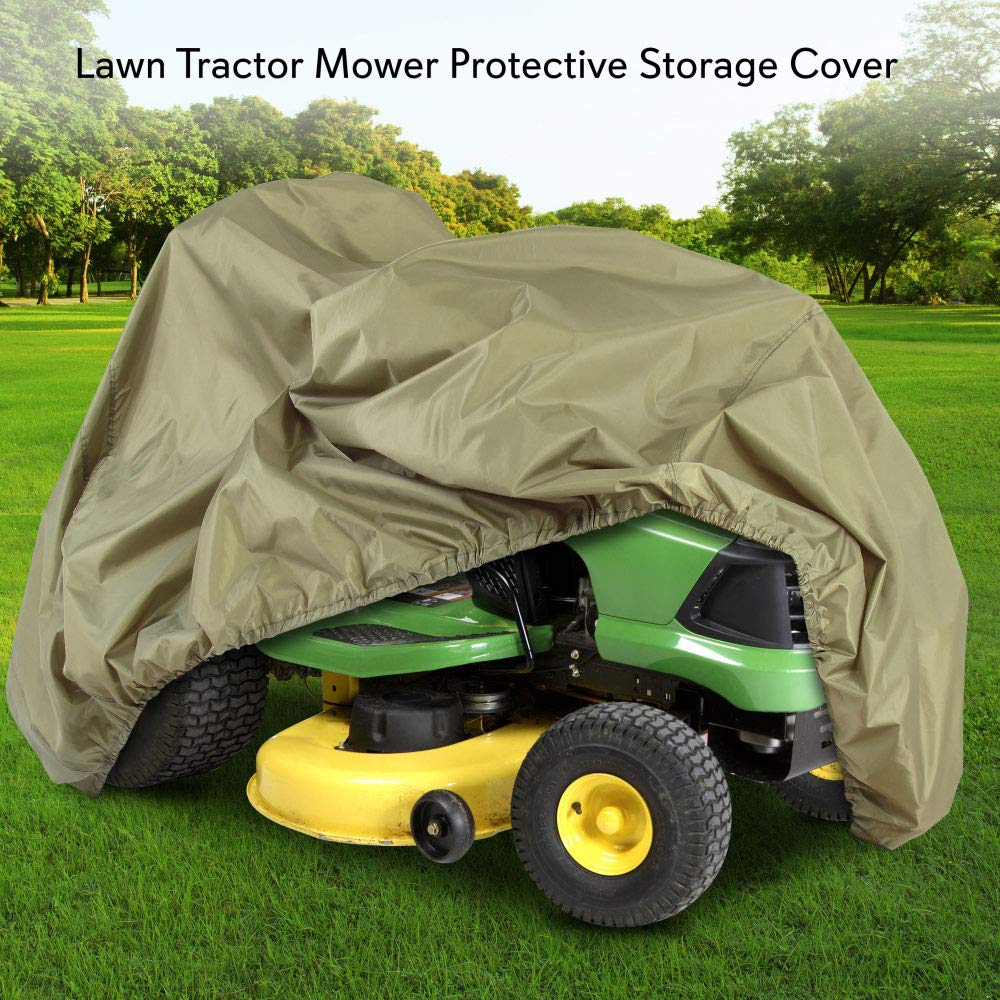 Pyle Universal Lawn Tractor Mower Cover – Waterproof Canvas, All-Weather Protection, Elastic Hem for Snug Fit – Dust & Weather Resistant, Ideal for Indoor/Outdoor Storage, Green