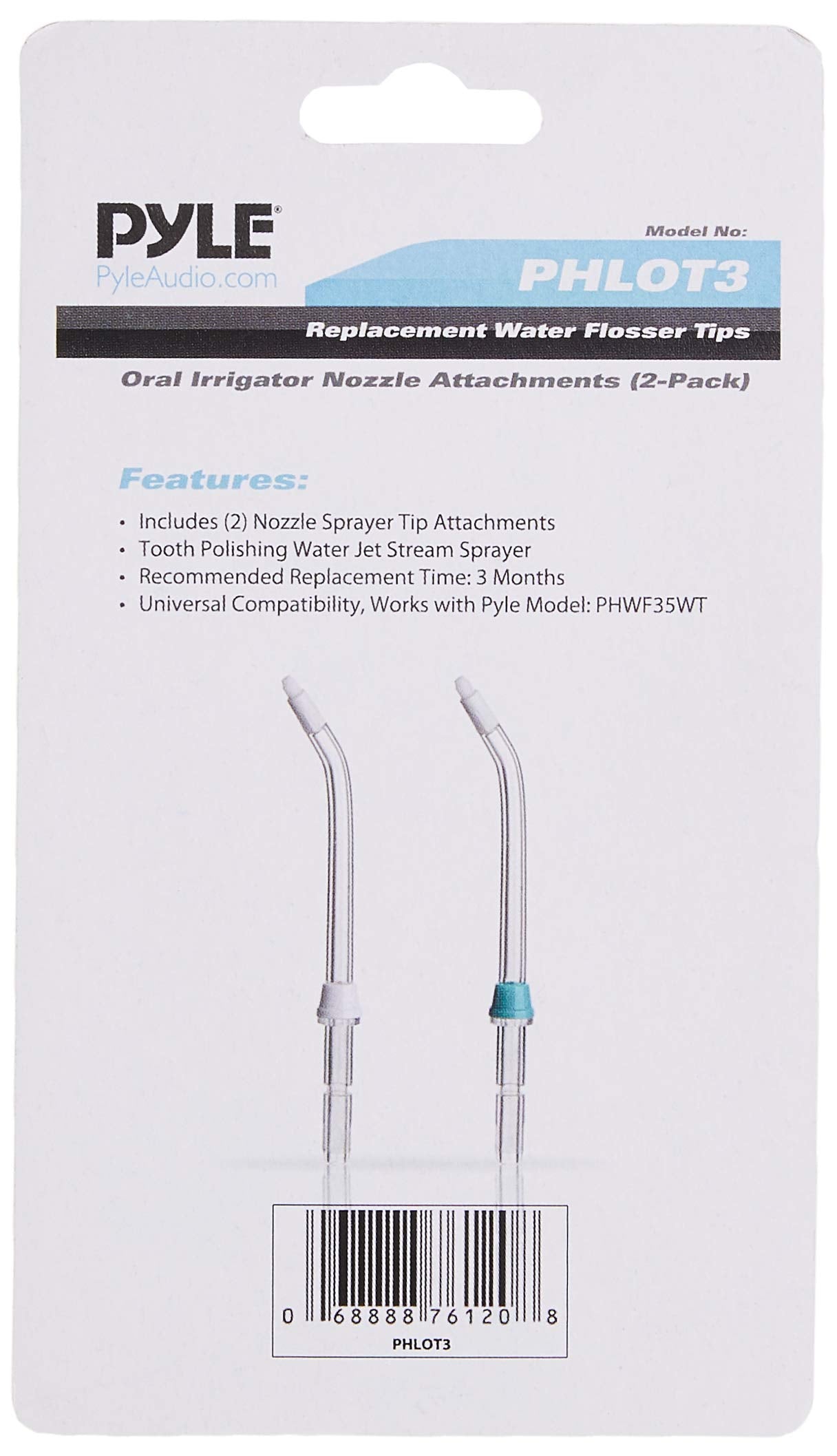 Pyle Replacement Water Flosser Tips - Tooth Polishing Water Jet Stream Sprayer, Universal Compatibility, Nozzle Sprayer Tip Attachments - PyleHealth PHLOT3, 2 Count