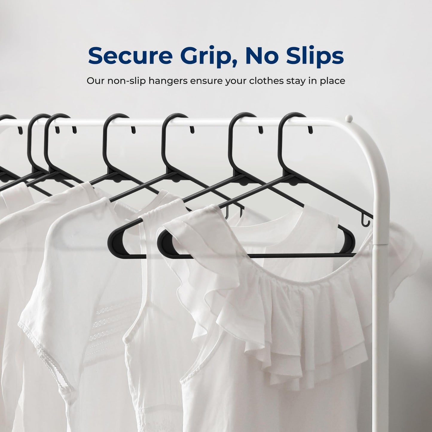 SereneLife 150 Pack Plastic Hangers, Non-Slip, Space-Saving Closet Organizers, Durable and Strong for Shirts, Sweaters, Hoodies, Kids Clothes & Dresses, Ultra-Thin, Lightweight