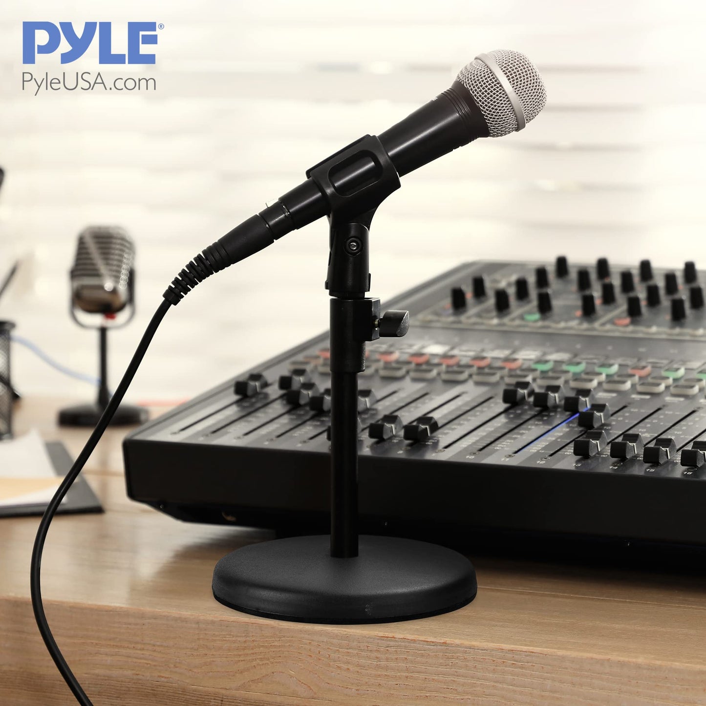 Pyle Compact Tabletop Stand - Round Base, Desktop Tabletop Stand, and Replacement Part Model: PDMIKT200, PDMIUSB50 PDMIKT100, PDMIUSB75, PDMIKT145WT, PDMILCM100