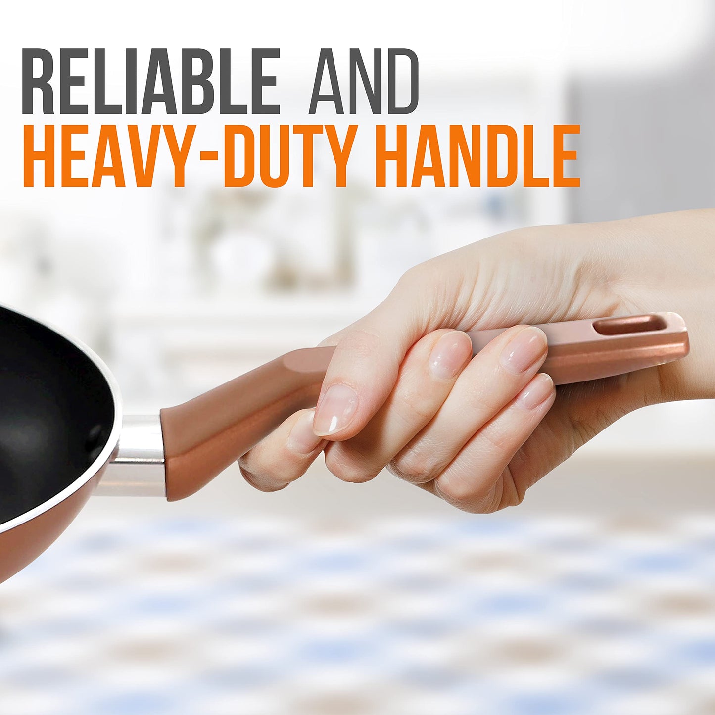 8'' Medium Open Fry Pan - Non-stick High-Qualified Kitchen Cookware with Black Inside and Brown Outside (Works with Model: NCCWA13BR)
