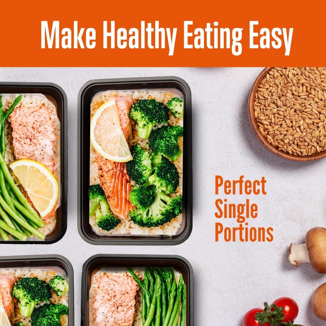 SQUATZ 100 Meal Prep Containers 33oz Reusable with Lid, Sturdy Leakproof & Food Safe, Microwave, Freezer, Dishwasher Safe Food Prep Containers To Go Take Out Plastic Storage BPA-Free Includes Utensils