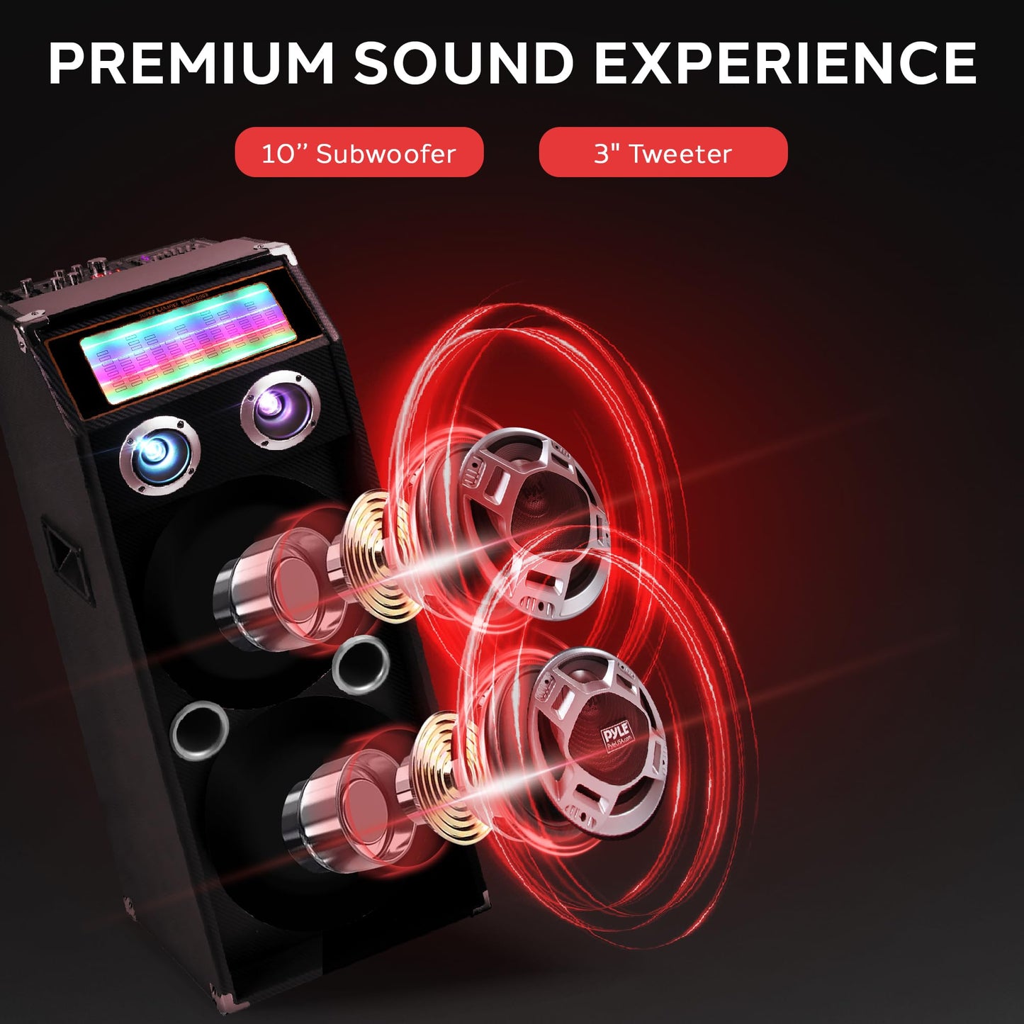 Pyle Wireless Active PA Speaker System - 1000W Portable High Powered Bluetooth Compatible Outdoor Sound Speaker w/ USB SD MP3 FM Radio AUX RCA LED DJ Lights - 35mm Stand Mount, Remote