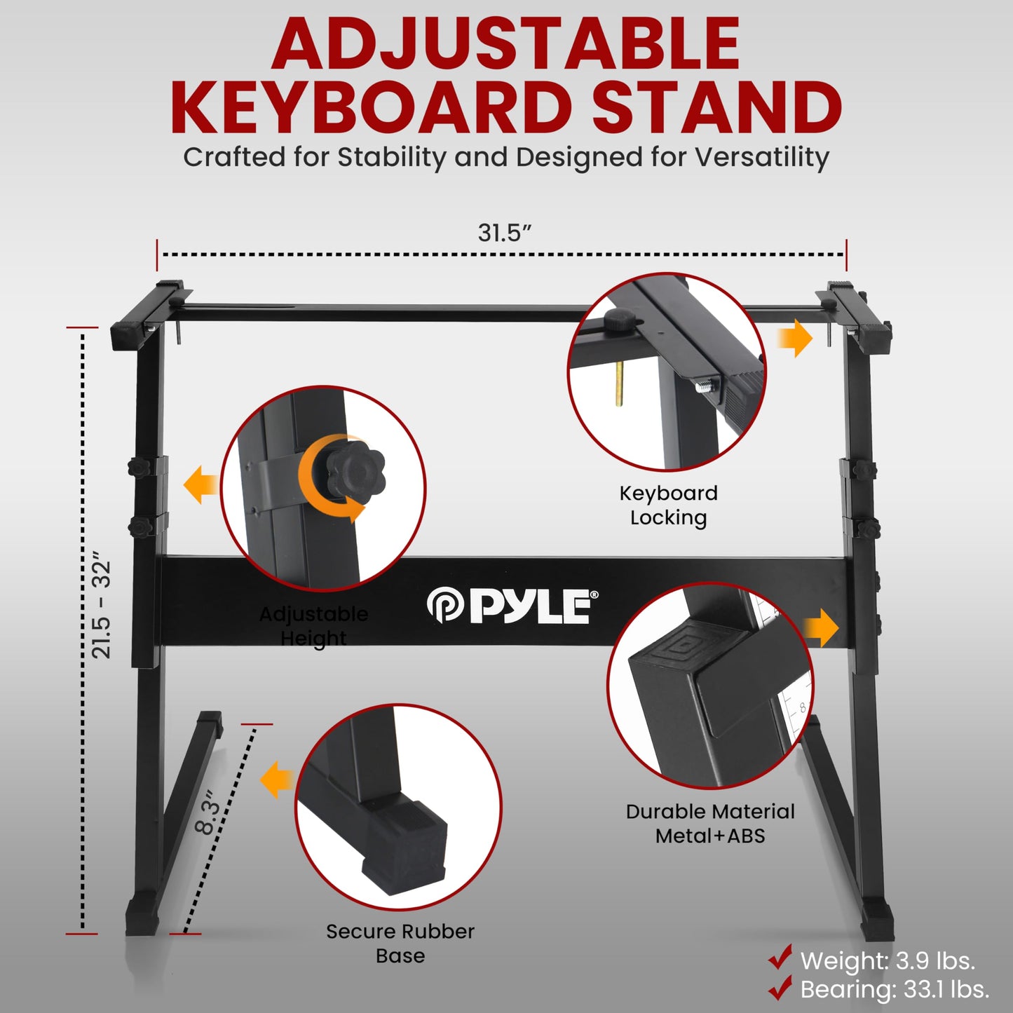 Pyle Heavy-Duty Electric Keyboard Accessories, E Piano Equipment Pack Includes Height Adjustable Z Shape Keyboard Stand, Keyboard Stool, Microphone Stand, Headset, and Sustain Pedal, Black