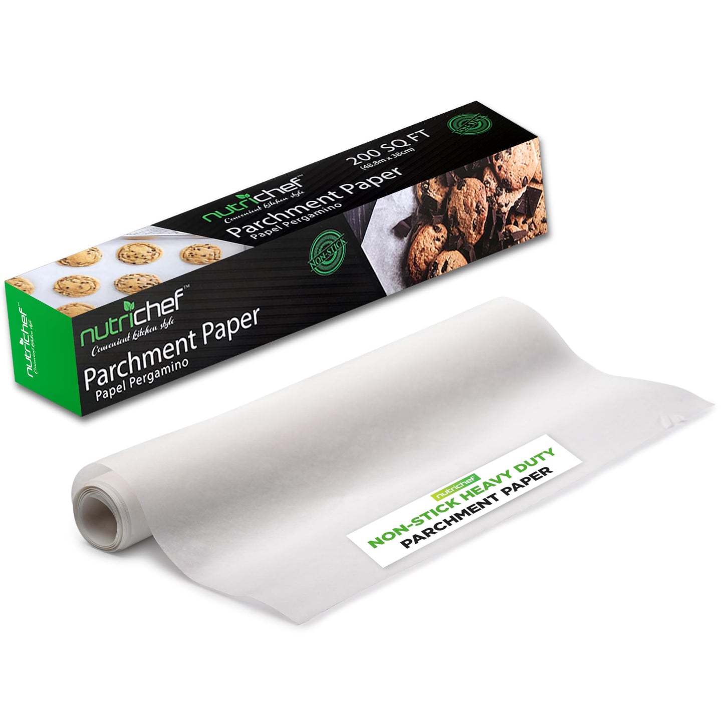 NutriChef 200 Square Foot Parchment Paper Roll | Heavy Duty Parchment Paper Roll for Baking, Easy to Cut & Non-stick Cooking Paper for Cookies, Air Frying & Grilling | Length & Width 160 FT. x 15 IN