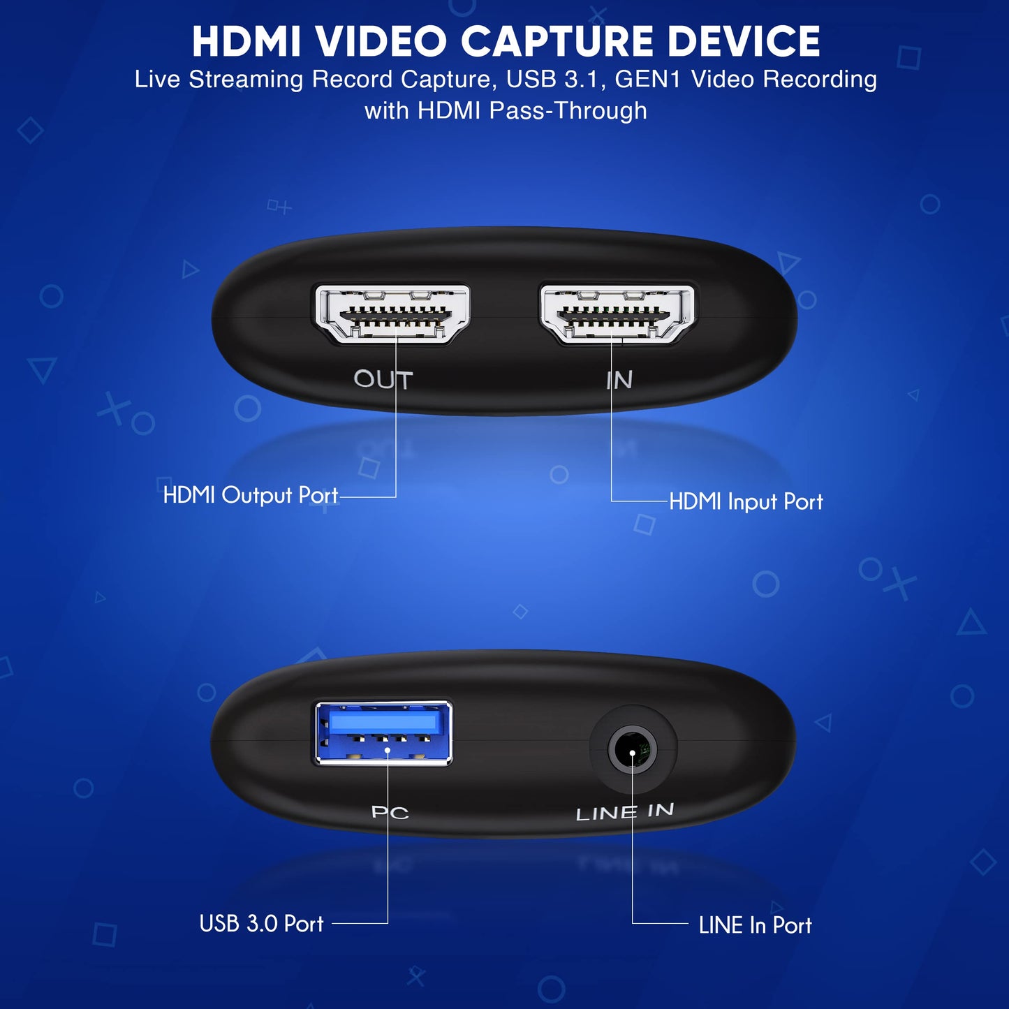 Pyle Capture Card 4K USB3.1 HDMI-to-USB Audio-Video Record via DSLR Camcorder Action Cam, Ultra High Speed, PS3, P4, PS5, Xbox, Nintendo Switch, Wii, Game Streaming, Conference Live Broadcast- PLINK3