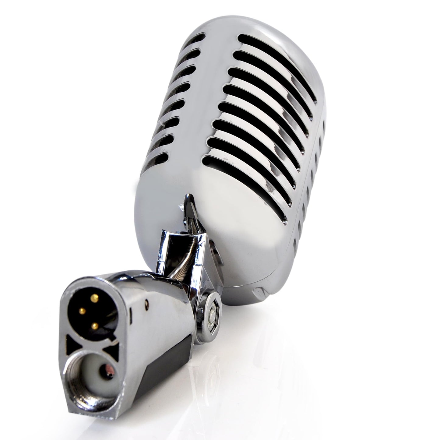 Pyle Retro Microphone, Classic Vintage Style, Unidirectional Audio, Adjustable Stand, XLR Cable, Silver Finish, Dynamic Vocal Performance Mic with 49-69” Swing Stand and Detachable Microphone