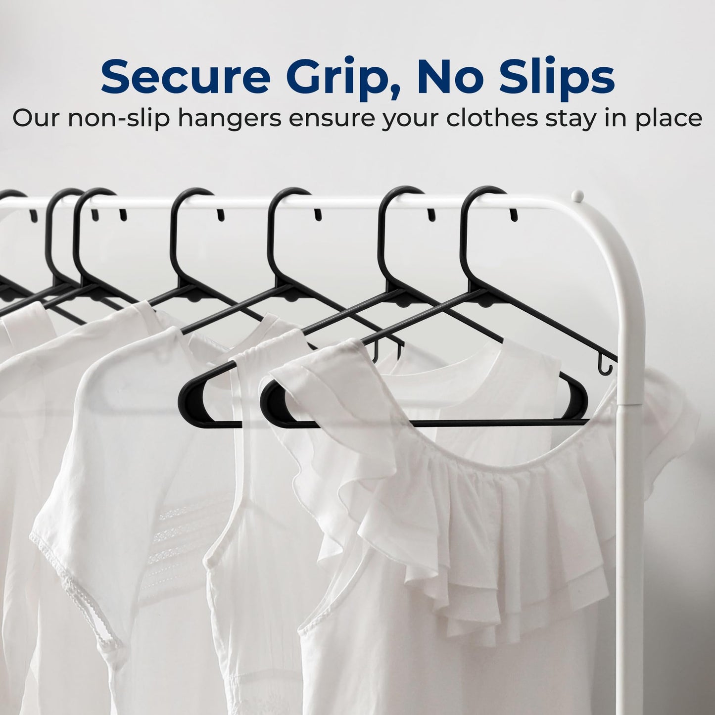 SereneLife 100 Pack Plastic Hangers, Non-Slip, Space-Saving Closet Organizers, Durable and Strong for Shirts, Sweaters, Hoodies, Kids Clothes & Dresses, Ultra-Thin, Lightweight