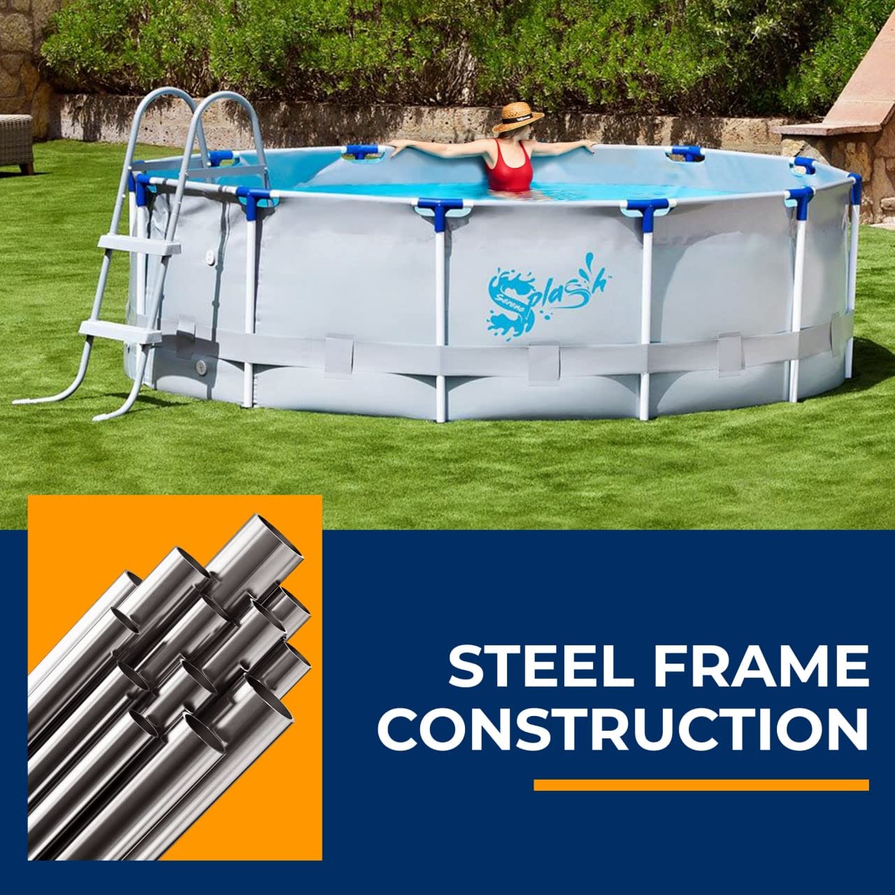 SereneLifeHome 18’ Round Pool Above The Ground Steel Frame, Swimming Pool, Durable Corrosion and Puncture Resistant, w/Ladder, Filter, Cover, Plastic Spare Parts 18' x 4’