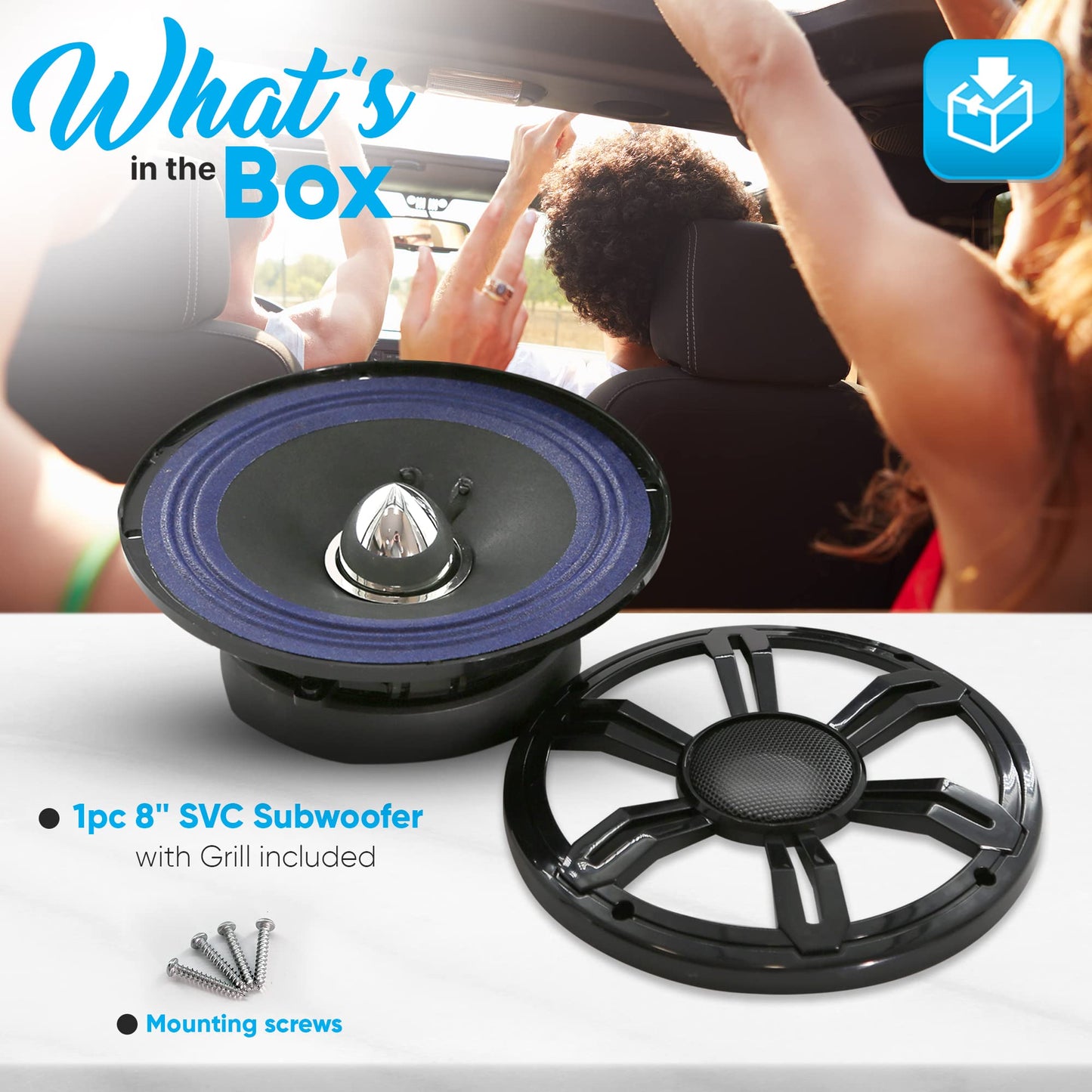 PyleUsa 8'' Single Voice Coil Car Subwoofer - 250 Watts at 4-Ohm Car Audio, Paper Cone with Cloth Edge, Designed for Custom Audio Car, Truck, Mobile Vehicle Applications - PLMG85