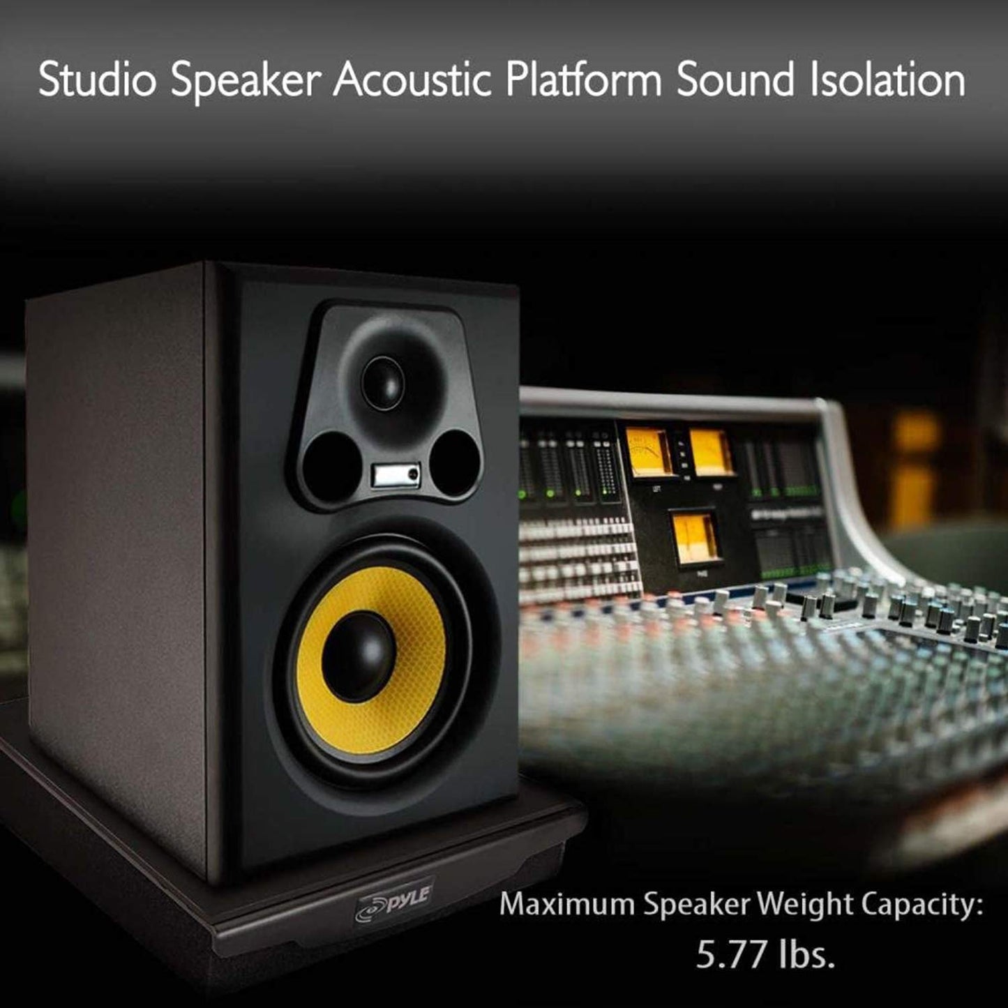 Pyle Sound Dampening Speaker Riser Foam - Audio Acoustic Noise Isolation Platform Pads Recoil Stabilizer w/ Rubber Base Pad For Studio Monitor, Subwoofer, Loud Speakers (10.4 x 13 x 2.8 Inch)