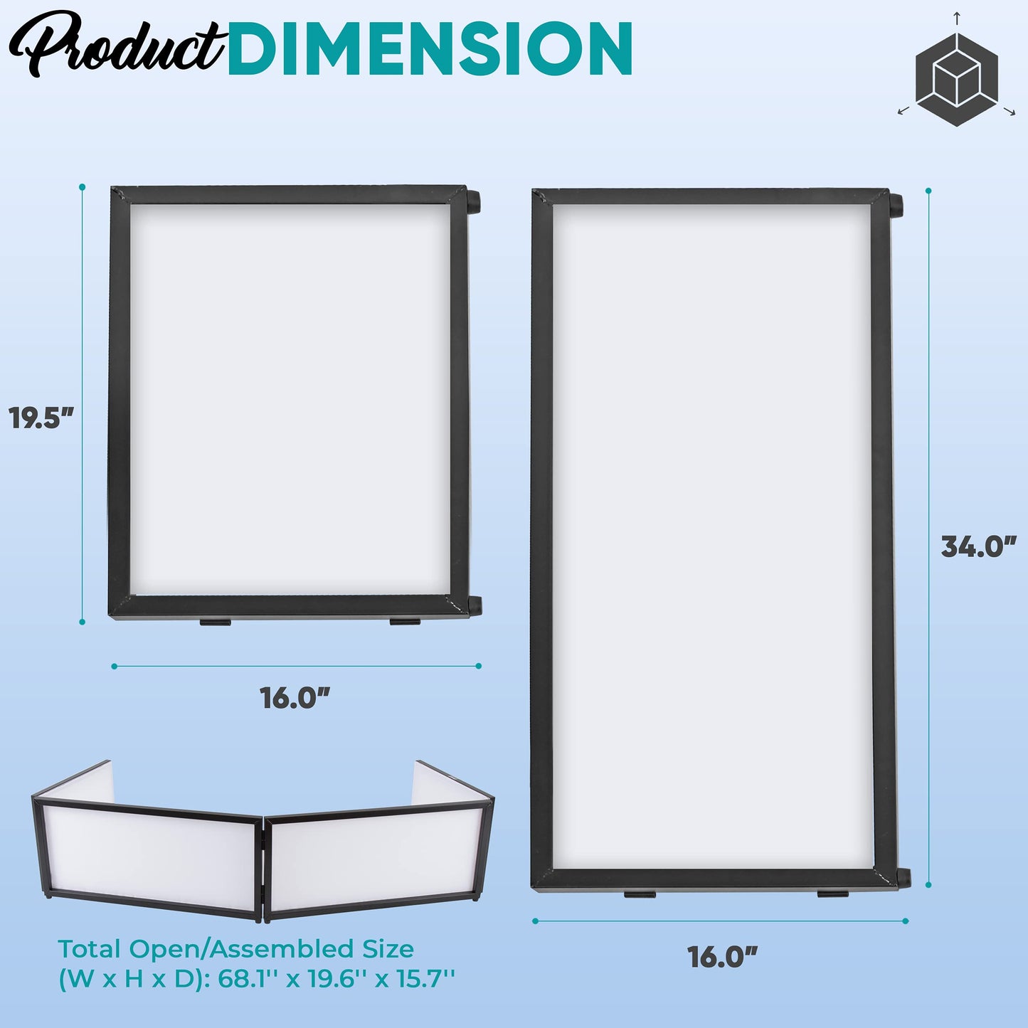 Pyle DJ Booth Foldable Cover Screen - Portable 5.6 ft Tabletop Event Facade Front Board Video Light Projector Display Scrim Panel -Folding Steel Frame Panel Stand, Stretchable Lycra Spandex PDJFAC02