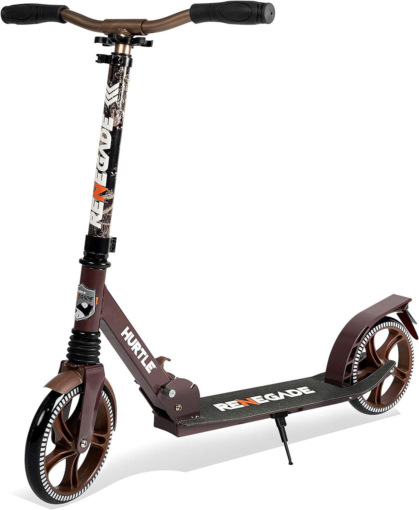 Hurtle Lightweight and Foldable Kick Scooter - Adjustable Scooter for Teens and Adult, Alloy Deck with High Impact Wheels (Real Tree)