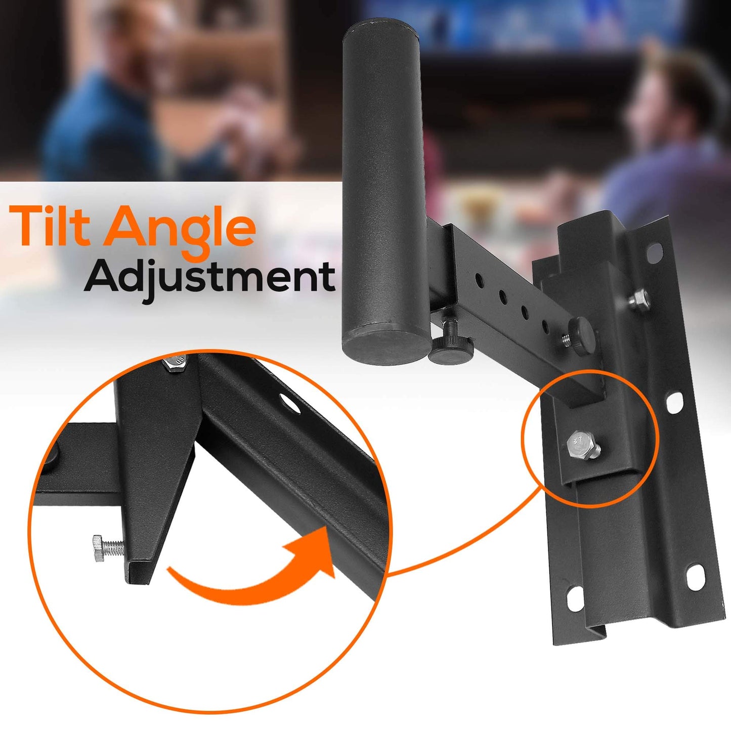 Pyle 90°-30° Angle, Tilt, Rotation Solid-Steel Pin Serves as Safety-Stop Mount Speaker Bracket Stands-Dual Universal Adjustable w/ 12.5'' Distance from Wall (PSTNDW15)