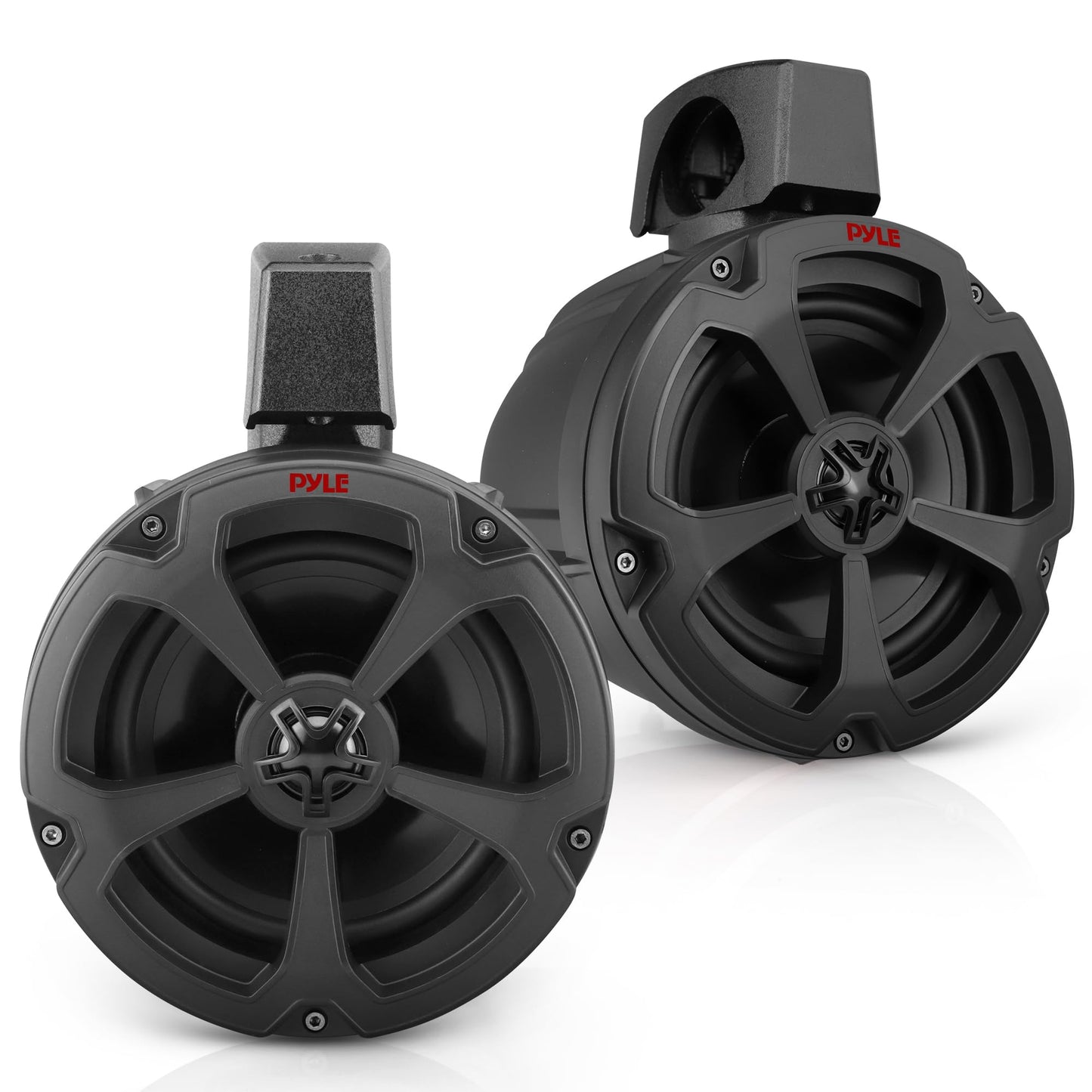 Pyle Marine-Grade Powersports Active Speaker System - 1200w Peak Power, Bluetooth 5.0 Waterproof UTV ATV 6.5" Speaker with Integrated Amplifier, Universal Roll Bar Mount for Jeep 4x4 (Pair)