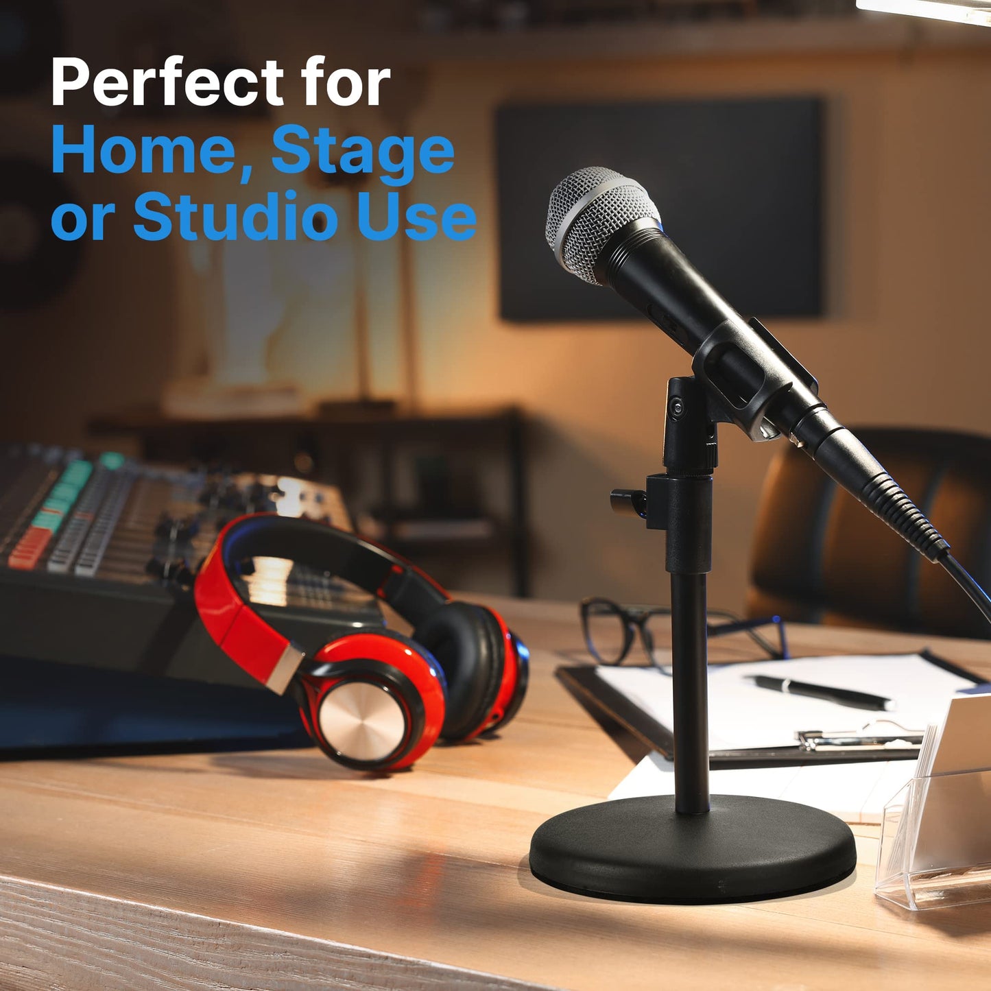 Pyle Compact Tabletop Stand - Round Base, Desktop Tabletop Stand, and Replacement Part Model: PDMIKT200, PDMIUSB50 PDMIKT100, PDMIUSB75, PDMIKT145WT, PDMILCM100